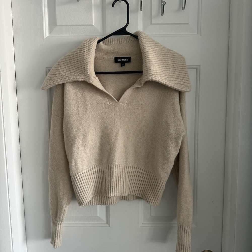 Express Cream Collared Sweater